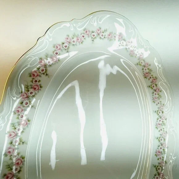 Vintage MITTERTEICH 15" Oval Serving Platter LADY BEATRICE Gilded Rims Germany - Picture 10 of 16